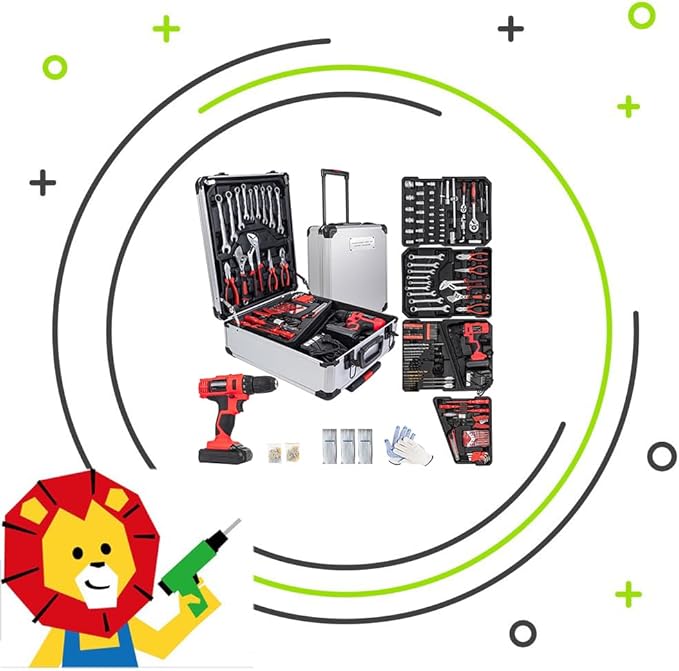 346Pcs Tool Sets, 18V Electric Power Drill Set for Men, Household Home DIY Hand Tool Kits,18+1 Clutch Cordless Power Drill Set for Thanksgiving, Christmas,Father's Day (Silver)