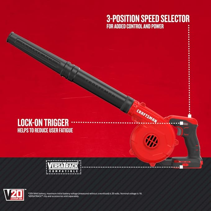 CRAFTSMAN V20 Cordless Leaf Blower, 125 mph, Bare Tool Only (CMCBL0100B)