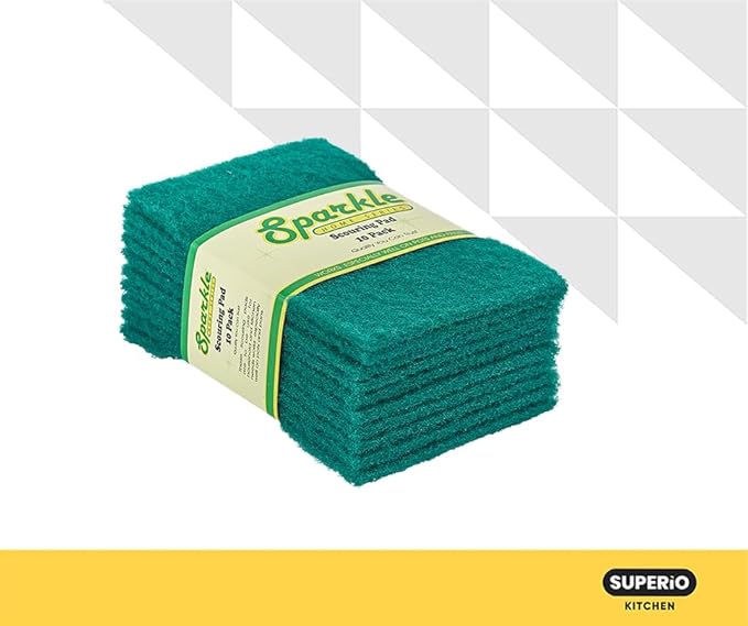 Superio Heavy Duty scouring Pads Non-Scratching Scrubber, Non-Scratch Cleaning Scrub Pads, Eco-Friendly Reusable Kitchen Scrubbing Pad, Great for Non-Stick Cookware