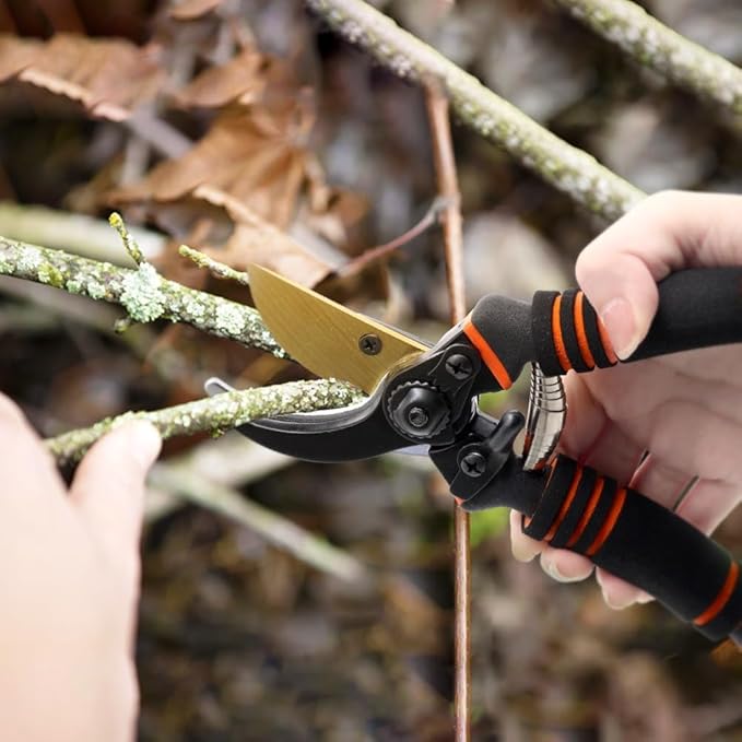 Pruning Shears, Garden Shears,Professional Bypass Pruner Hand Shears Heavy Duty, Garden Clippers,8" Hand Pruners with Foam-Grip Handles,Plant Cutting Scissors for Gardening,Hedge