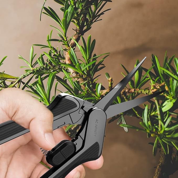 AC Infinity 6.6” Stainless Steel Curved Pruning Shear 2-Pack, Lightweight Ergonomic Design, Curved Precision Blades with Nonstick Teflon Coating for Gardening, Hydroponics, Grow Tents