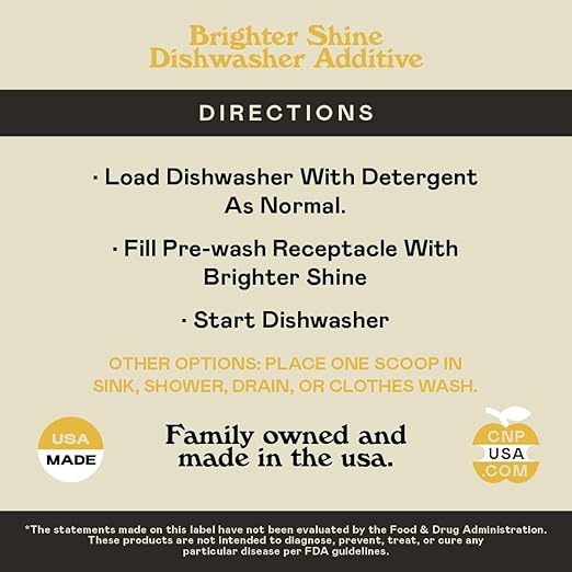 Brighter Shine Dish Washer Cleaner Powder - 60 Uses All-Natural Lemon Citric Acid Dishwasher Cleaner Additive, Hard Water Spot Remover, Odor Eliminator for Appliances, Concentrated Formula, Made USA