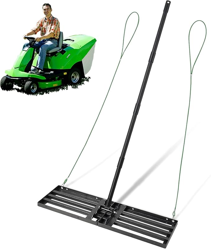 Pragmatist Lawn Leveling Rake, 34"x9.4" Leveling Rake 68" Leveler Tool Big Lawn Leveler Stainless Steel Landscaping Tool for Garden, Golf Lawn, Farm, Pasture, Yard Tool