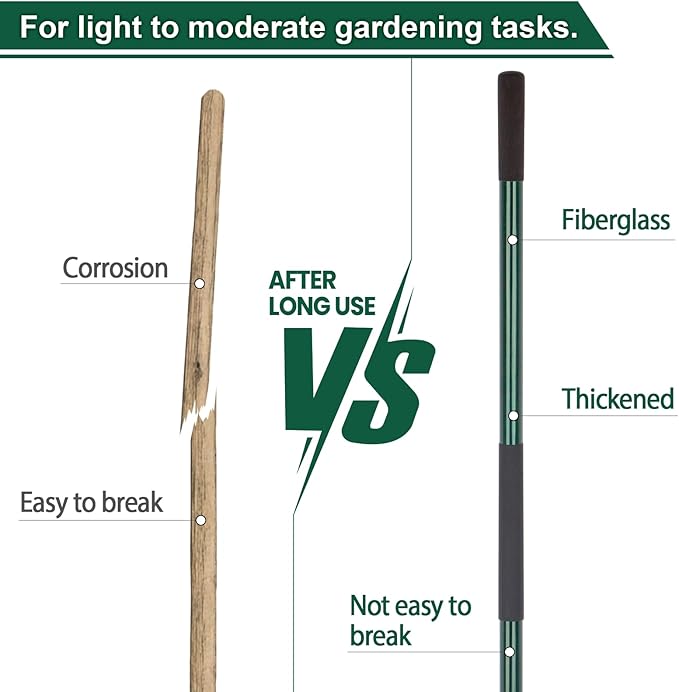 VNIMTI Heavy Duty Gardening Shovel, 56 Inch Round Blade with Fiberglass Handle (Green)