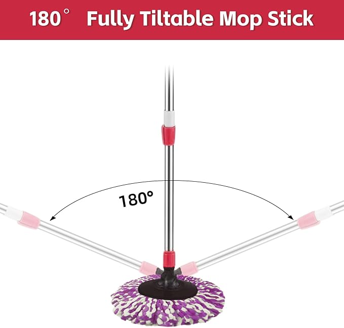 Spin Mop Replacement Handle 360 Degree Spin Mop Pole Handle Replacement Rotating Telescopic Stick for Mop Head, Ideal for Home and Household Cleaning
