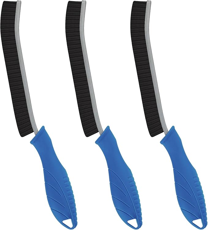 Hard Bristle Crevice Cleaning Brush - Cleaning Supplies - Household Crevice Cleaning Tools - Multi-Purpose Crevice Brushes for Kitchen, Toilet, Window, Vehicle, Faucets, Grout (3, Dark Blue)