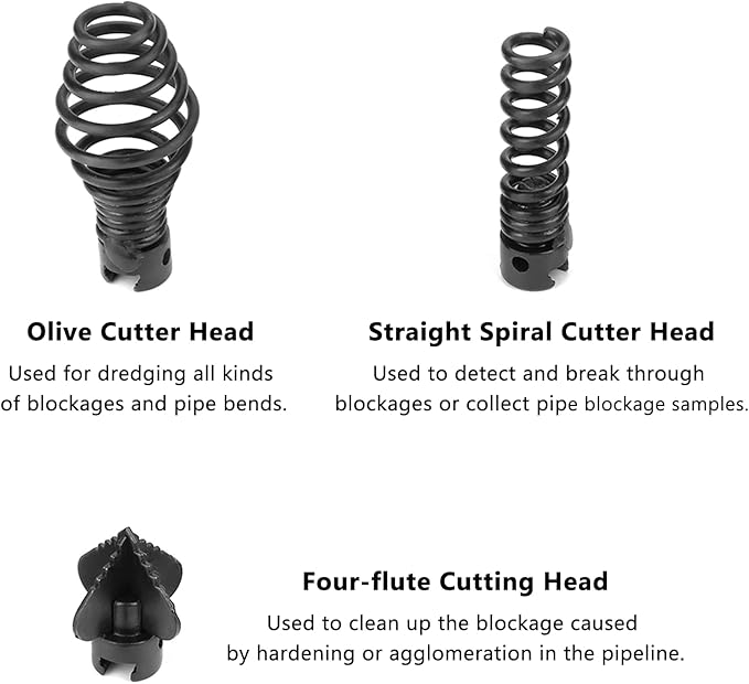 Watris Veiyi Drain Cleaner Combination Cutter Head Set, 7 PCS 16mm Manganese Steel Pipe Dredge Cutter Heads for Pipeline Dredging Machine