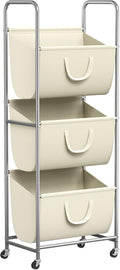 ELYKEN 120L Vertical Rolling Laundry Hamper with Removable Bags, 3 Section Laundry Baskets with Wheels, Space-Saving 3 Tier Laundry Sorter for Small Spaces, Dorm, Bedroom, Bathroom, Laundry Room