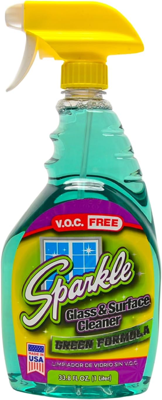 Sparkle Green Formula Glass Cleaner, 33.8 Oz Bottle, 12/Carton