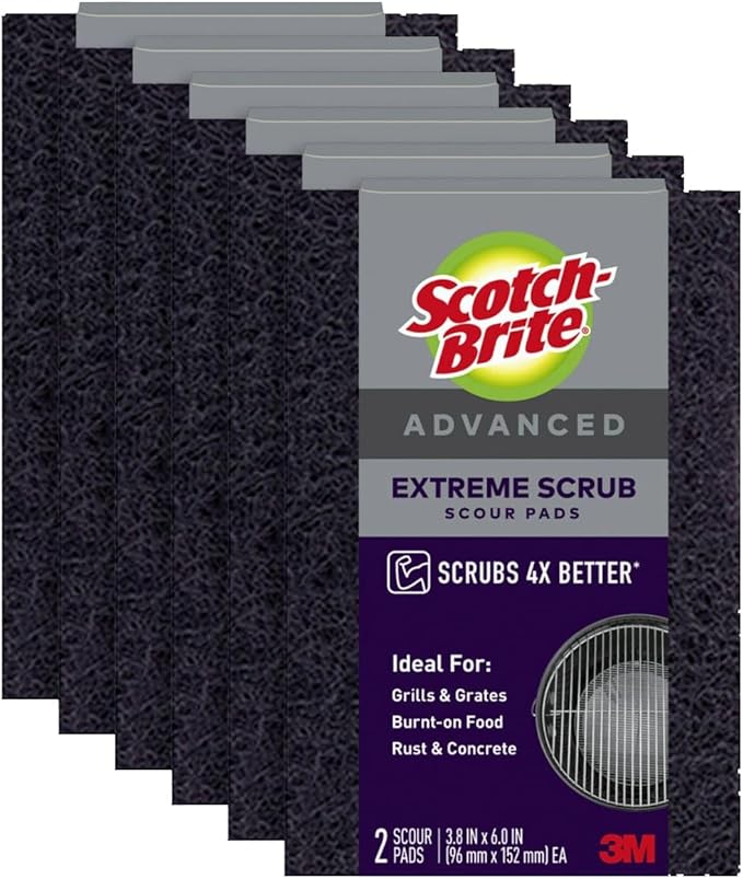 Scotch-Brite Advanced Extreme Scrub, Ideal for Grills and Grates, 12 Scour Pads