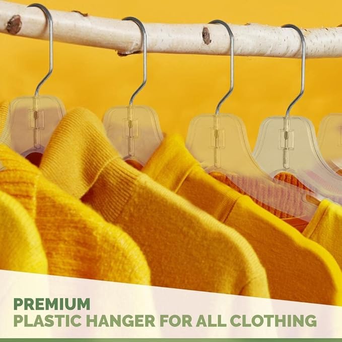 DEILSY™ Clear Plastic Hangers 12 Pack Durable Clothes Hanger for Wardrobe Organization, Essential Plastic Hanger for Garments, Versatile Coat Hangers for Home and Retail Use