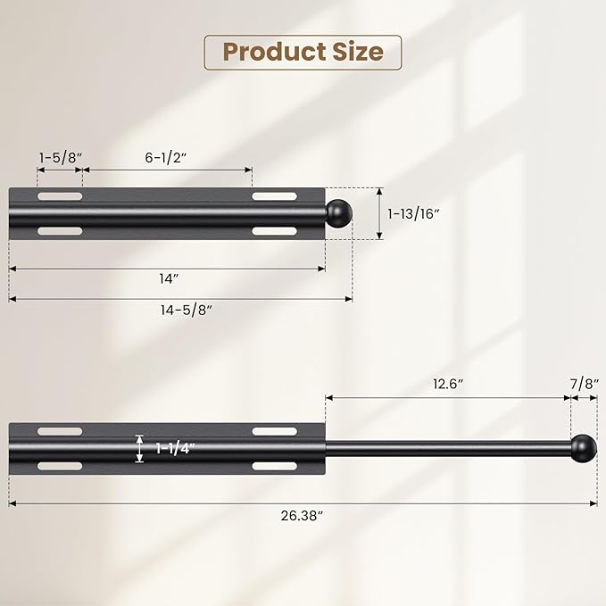 Supforce 14" Valet Rod for Closet Pull Out, Retractable Slide Out Valet Rod Closet Organization, Aluminum Valet Clothing Hanger Rods Perfect for Suits, Dresses & Freshly Pressed Clothes, Black