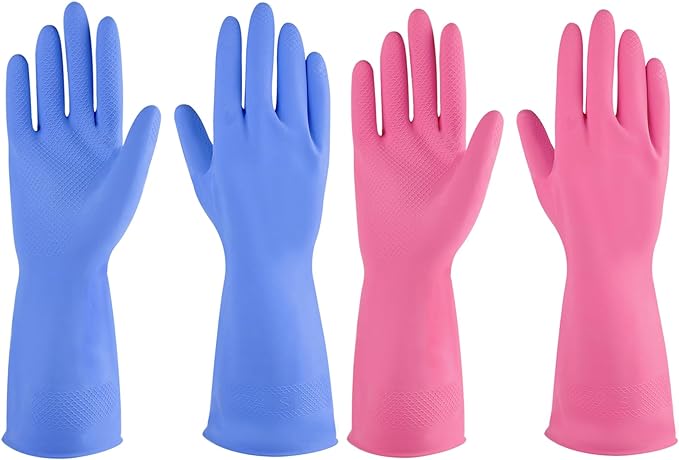 Rubber gloves dishwashing 2 or 4 Pairs for Kitchen,Cleaning gloves for household Reuseable.