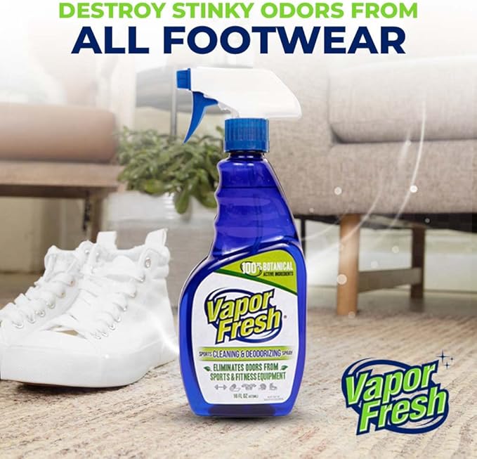 Vapor Fresh Sports Cleaner and Deodorizer - For Boxing Gloves, Sports Pads, Helmets, Gym Bags, Gym Equipment and More - Naturally Powered By Plants, 16 Fl Oz (12-Pack)