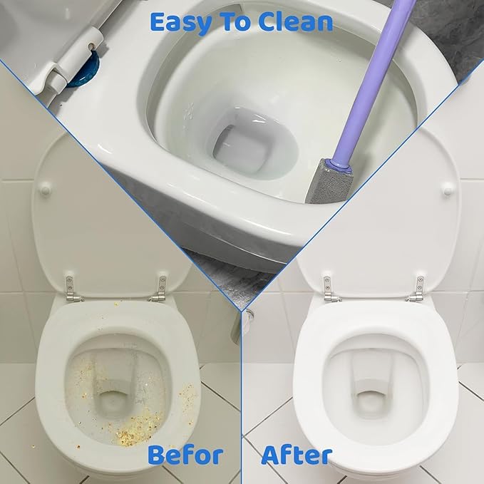 Pumice Stone Toilet Bowl Cleaner,Bathroom Cleaner Brush Toilet Wand Refills with 30CM Long Handle for Remove Hard Water Stains with 1 Wand+ Pumice Stones (10 Pack)