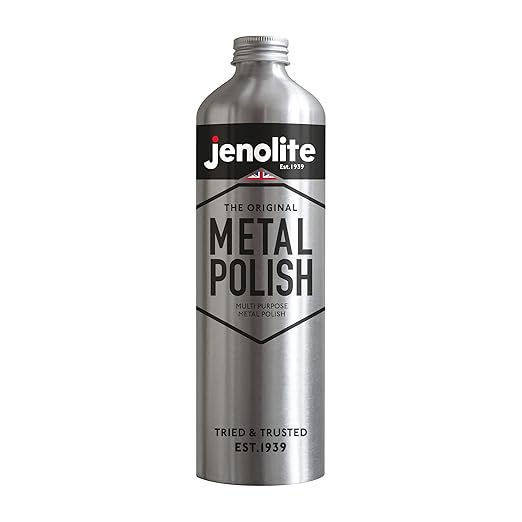 Jenolite Liquid Metal Polish 500 ml / 16.9 fl oz. Multi‑Purpose for Silver, Brass & Copper Cleaner for Chrome, Stainless Steel & Pewter. Industrial Strength, Made in Britain.