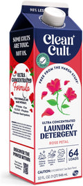 Cleancult Ultra Concentrated Liquid Laundry Detergent, 64 loads (32 oz), Long Lasting Scent, 90% Less Plastic, No Harsh Chemicals, Rose Petal, Defeats Stains & Odors, HE/Standard Compatible