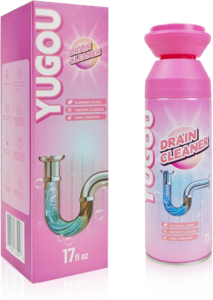 Foaming Drain Cleaner, Sink Cleaner and Deodorizer, Drain Clog Remover for Kitchen Sinks, Shower Drains, Tubs (1pcs)