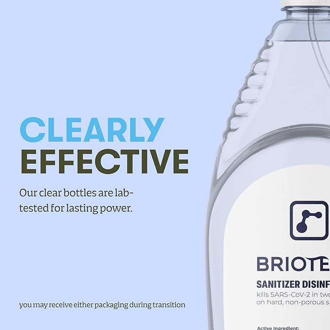 BRIOTECH Sanitizer Disinfectant Hypochlorous Spray, Kill 99.99% of Viruses & Bacteria, Control Mold, Eliminate Odor, Gentle for Nursery & Play Rooms, Food Contact Surface Sanitizer, 32 fl oz