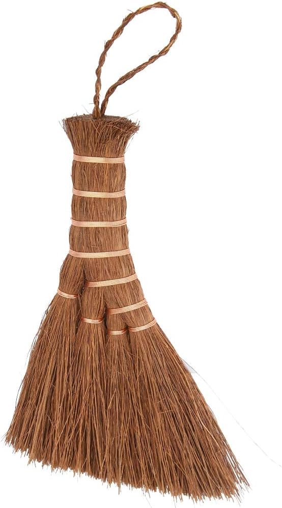 Jerliflyer Mini Brown Broom Palm,Small Palm-Sized Handle Broom Brush for dusting and Removing Crumbs, Dirt, dust, etc. from Table Tops