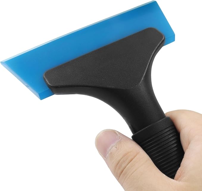Small Squeegee 5 inch Rubber Window Tint Windshield Scraper, Non-Slip Handle Glass Cleaner for Car Glass Mirror Shower Door/Bathroom Cleaning(Blue, 1 Pack)