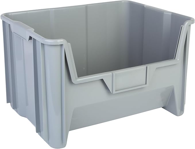Hudson Exchange 20" x 15" x 12.5" (3 Pack) Plastic Giant Stackable Hopper Bin Container, Gray