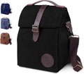 ASEBBO Insulated Lunch Bag for Women & Men - Reusable & Leak Proof Lunch Box Cooler Bag for Work, Beach, Travel for Adults with Shoulder Strap - Waxed Canvas (Black) - Reusable Bag
