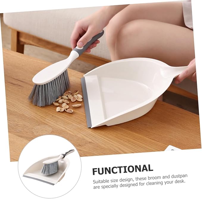 VOSAREA 1Set Mini Hand Broom and Dustpan Set Compact Household Cleaning Accessory for Home Office and Study Miniature Brush with Fine Workmanship for Easy Storage and Portability