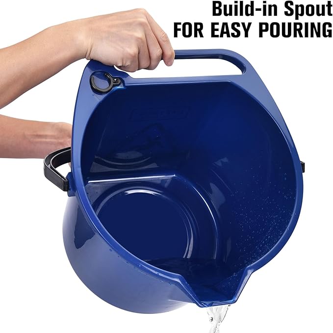 Matthew Cleaning 4.2 Gallon Mop Bucket, Heavy Duty Plastic Cleaning Bucket with Built-in Pour Spout, Mop Holder and Comfort Grip Handle, House and Commercial Cleaning Supplies, 2 Pack Blue