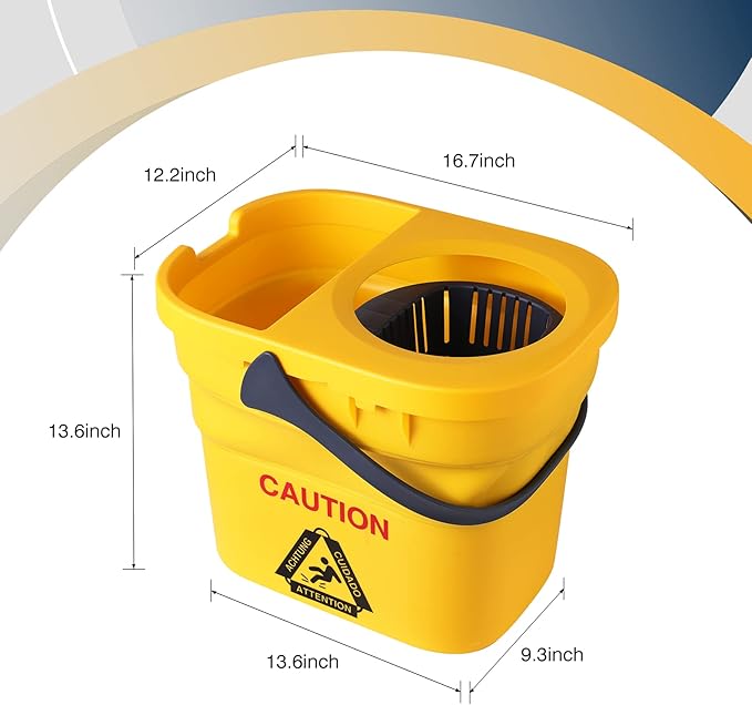 Yocada Commercial Mop Bucket with Wringer Portable Collapsible Plastic Mop Bucket Cleaning Washing Bucket for Cotton Mop