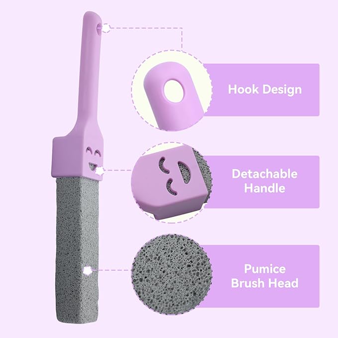 12 Pack Pumice Stones Scouring Sticks with 2 Handles, Pumice Scouring Pad Pumice Stick Cleaner for Cleaning Toilet, Bathtubs, Kitchen Sink, Grill, Household