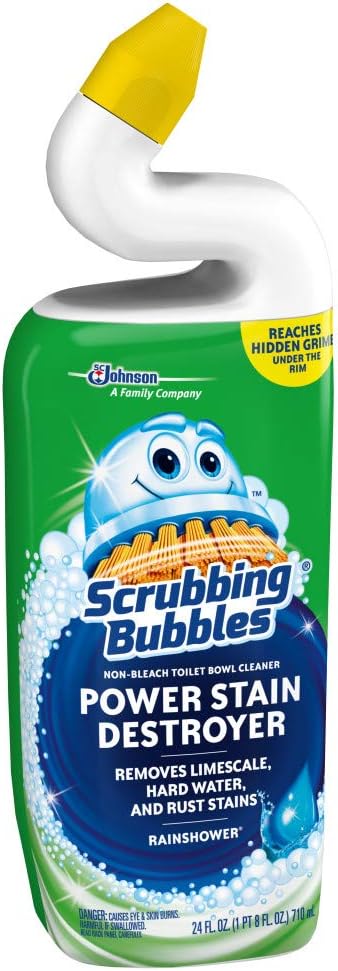 Scrubbing Bubbles Toilet Bowl Cleaning Gel, Non-Bleach Bathroom Cleaner, Gets Rid of Limescale and Hard Water + Rust Stains, Rainshower Scent, 24oz