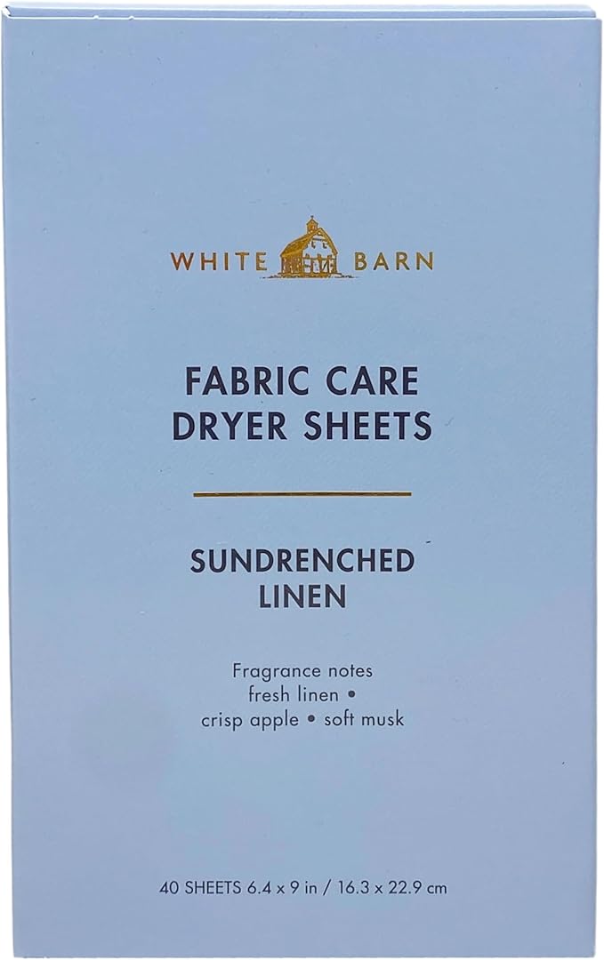 Bath & Body Works Sundrenched Linen Fabric Care Dryer Sheets - Box of 40 sheets - with a Natural Oats Sample Soap