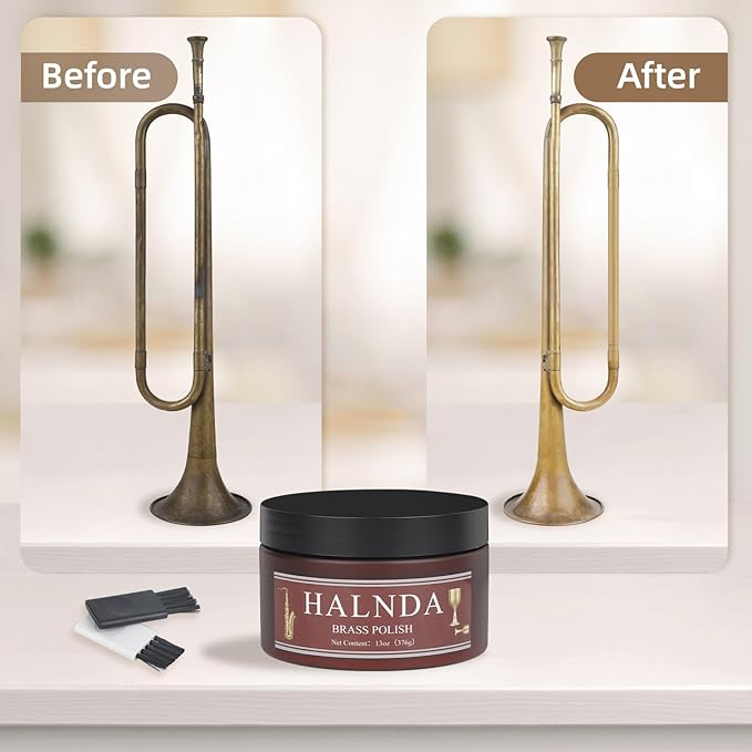 Brass Polish Copper Cleaner Cream:13oz Polishing Metal Tarnish Remover Cleaning and Restorer Kit for Sink/Jewelry/Musical Instruments/Bronze,Comes with Towel and Brush