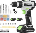 21V Cordless Drill Set, Power Drills Kit with 2.0Ah Battery and Charger, Electric Driver/Drill Bits, Max Torque 40Nm, 3/8-Inch Keyless Chuck, Variable Speed, LED Light, for DIY Home Repair