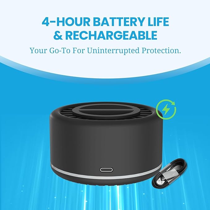 Mosquito Repellent Outdoor Patio Rechargeable Portable Insect Repeller Indoor 30 ft Mosquito-Free Protection Bug Repellent Device Camping Hiking Outing 2 Refills (Black)