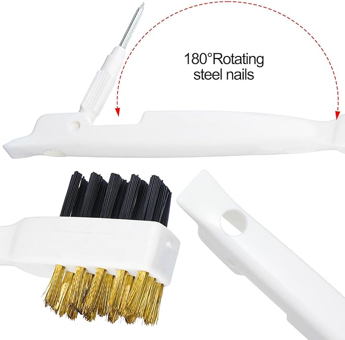 2PCS Range Top Brush Cleaner, Deep Gas Stove Brass Wire Brushes, Multi-purpose Kitchen Cleaning Scrub Brush, 4-in-1 Scrub Brush with Nylon Bristles Cooktop Scraper