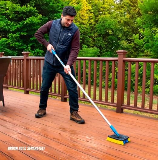 Unger Professional Lock-On Wood & Composite Deck Brush, Scrub for Outdoor Decks with Durable Dual-Bristle, Swivel Deck Cleaning Brush for Home & Business