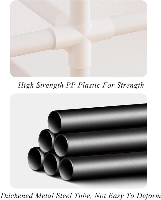 Portable Closet,Garment Rack,Heavy Duty Clothes Rack with Cover,Wardrobe Closet with 1 Hanging Rods, 2 Storage Shelves and 3 Drawers,43.3" L x 17.7" W x 67.7" H,Pale Yellow