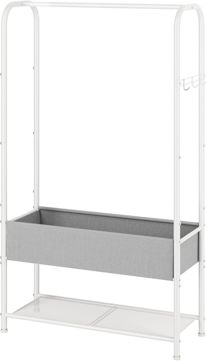 Golpart Clothes Garment Coat Rack Drying Clothing Racks Metal Freestanding for Hanging Clothes Portable Closet for Laundry Bedroom White