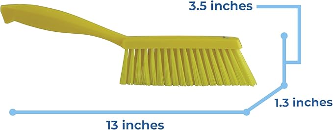 Vikan 45876 Bench Cleaning Brush, Polypropylene/Polyester Soft Bristle Dustpan Brush & Sweeper With Handle, 14-Inch, Yellow