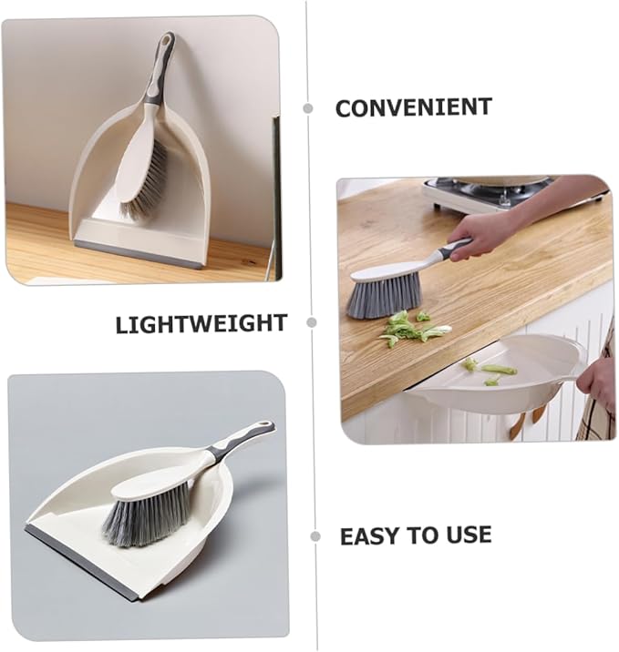 VOSAREA 1Set Mini Hand Broom and Dustpan Set Compact Household Cleaning Accessory for Home Office and Study Miniature Brush with Fine Workmanship for Easy Storage and Portability