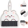 Portable Hand Broom and Dustpan Set, Cute Rabbit Design Portable Mini Broom and Dustpan Set with Durable Brush, Lightweight Dust Pan and Brooms for Desktop Kitchen Small Space Cleaning