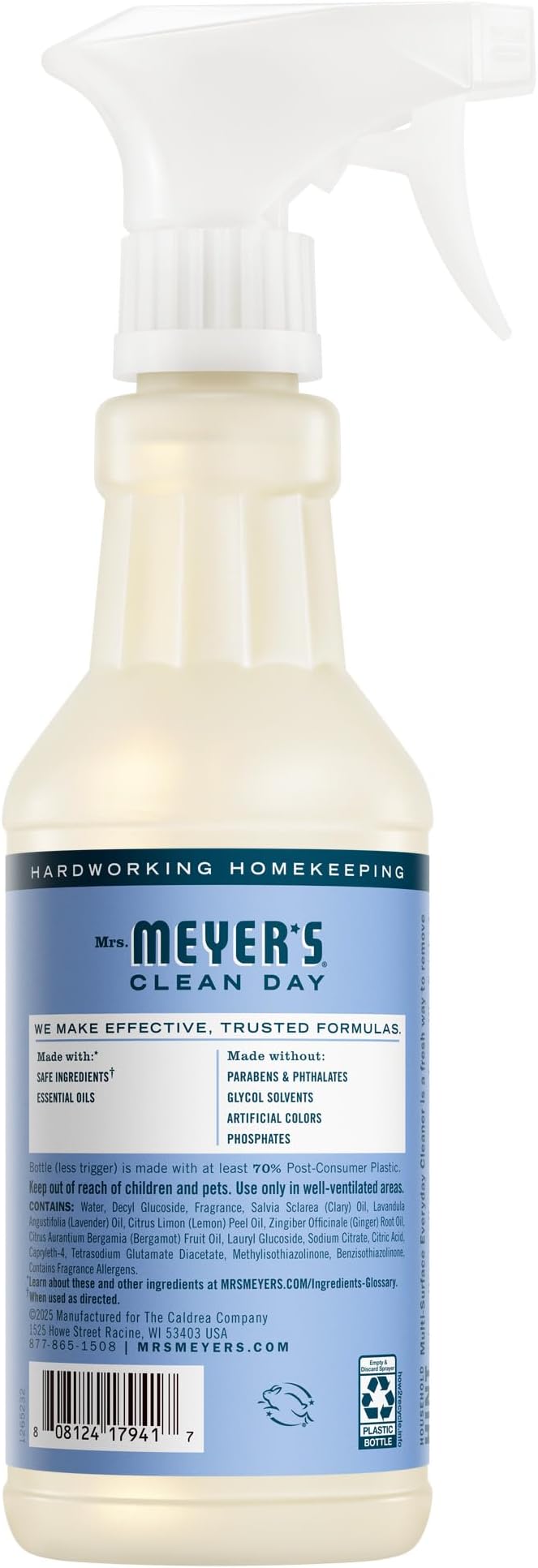 MRS. MEYER'S CLEAN DAY Multi-Surface Everyday Cleaner, Bluebell Scent, 16 Fl Oz Bottle