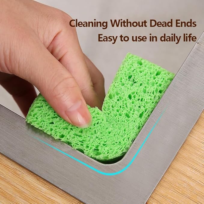12 - Pack Non-Scratch Scrub Sponges - Sponges for Dishes and Washing Dishes, Cleaning Sponges for Kitchen Home Bathroom Cars, Funny Cut-Outs DIY for Kids (Green)