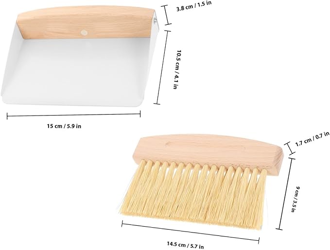 Artibetter Mini Desktop Broom and Dustpan Set with White Sisal Bristles, Small Handheld Cleaning Brush for Home and Office Table Accessories