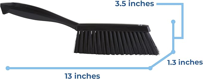 Vikan 45879 Bench Cleaning Brush, Polypropylene/Polyester Soft Bristle Dustpan Brush & Sweeper With Handle, 14-Inch, Black