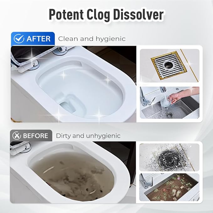Drain Clog Remover Powerful Unclogging Sink Hair Cleaner for Kitchen, Shower Pipes and Drains (White 3PCS)