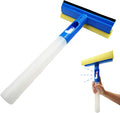 Car Window Cleaner Squeegee with Sponge and Rubber Blade Cleaning Tool Wiper with Spray Bottle 3 in 1 Multipurpose | for Indoor and Outdoor, Home, Car Window, Glass (1 Pack)