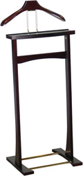 Proman Products Ashton Valet Suit Stand with Top Tray, Contour Hanger, Trouser Bar and Shoe Rack, 17" W x 14" D x 42" H, Dark Mahogany